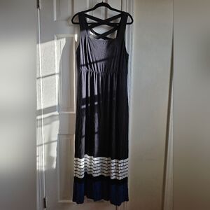 Soma XL Maxi Dress Striped Bottom Lattice Back